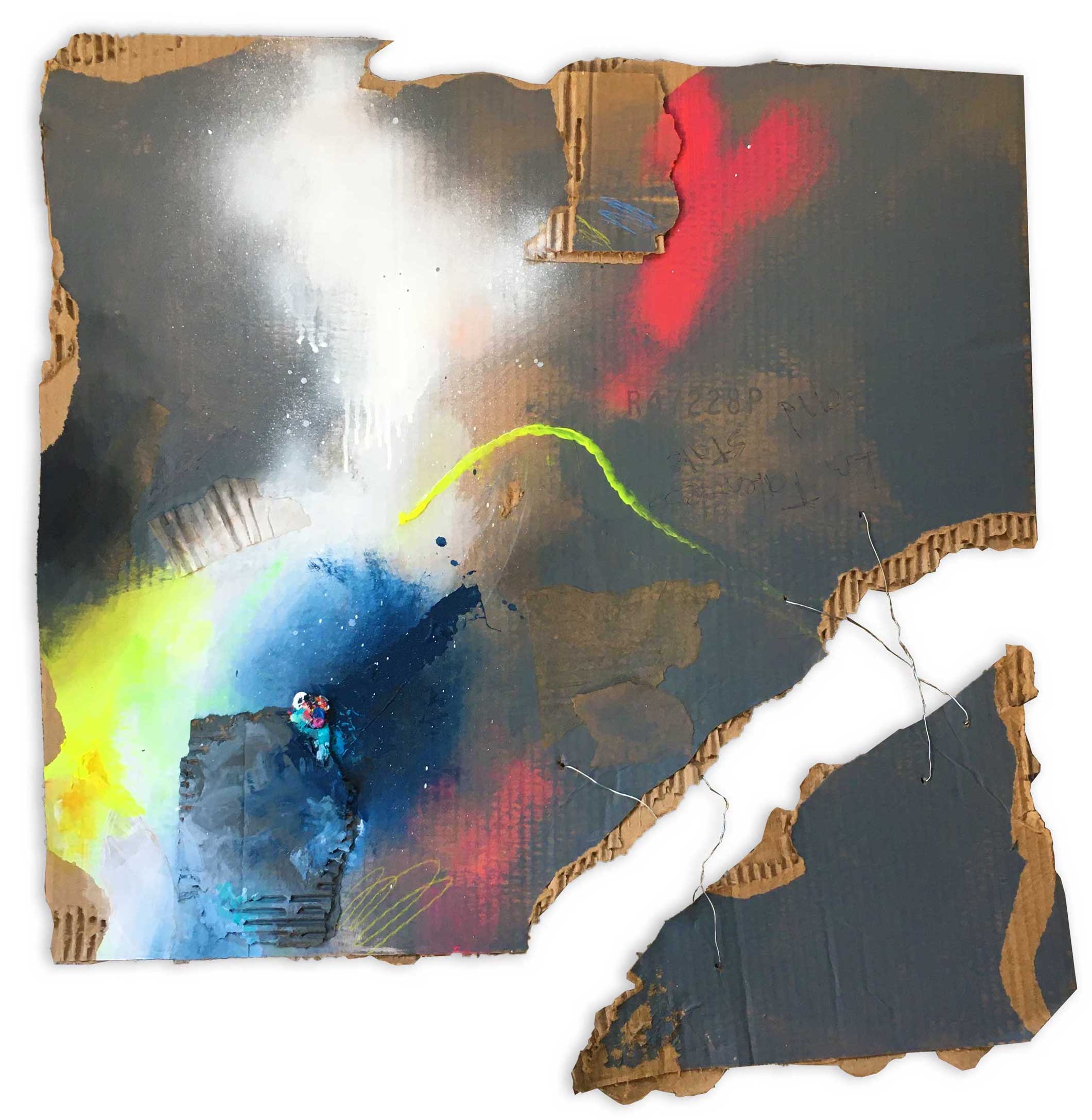 Disintegrating, mixed media abstract painting, Elizabeth Rennie
