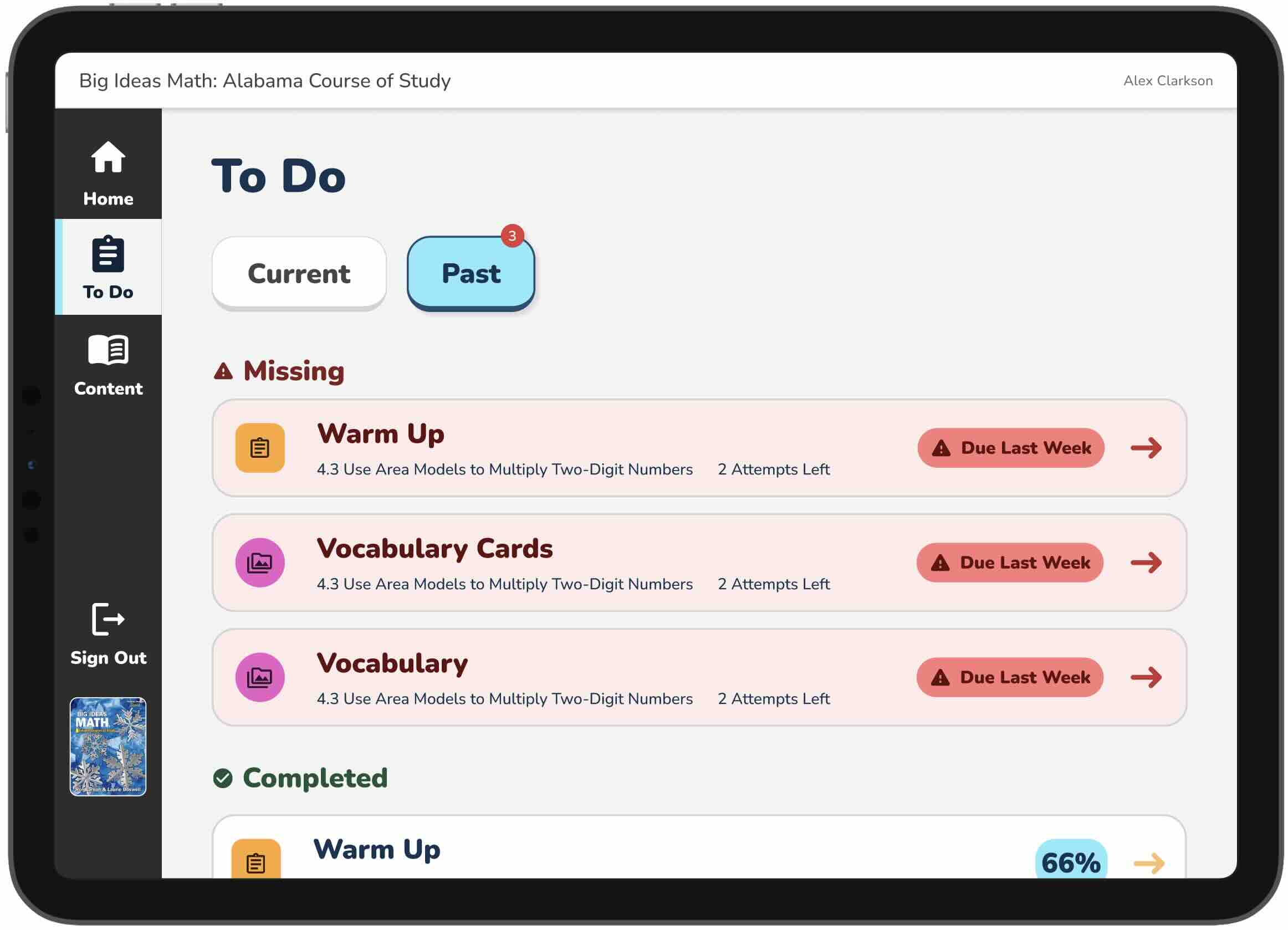 Student To-do Past iPad